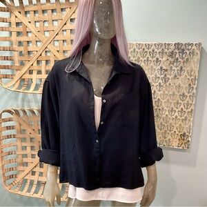 Nicole Miller Black Button-Down Shirt